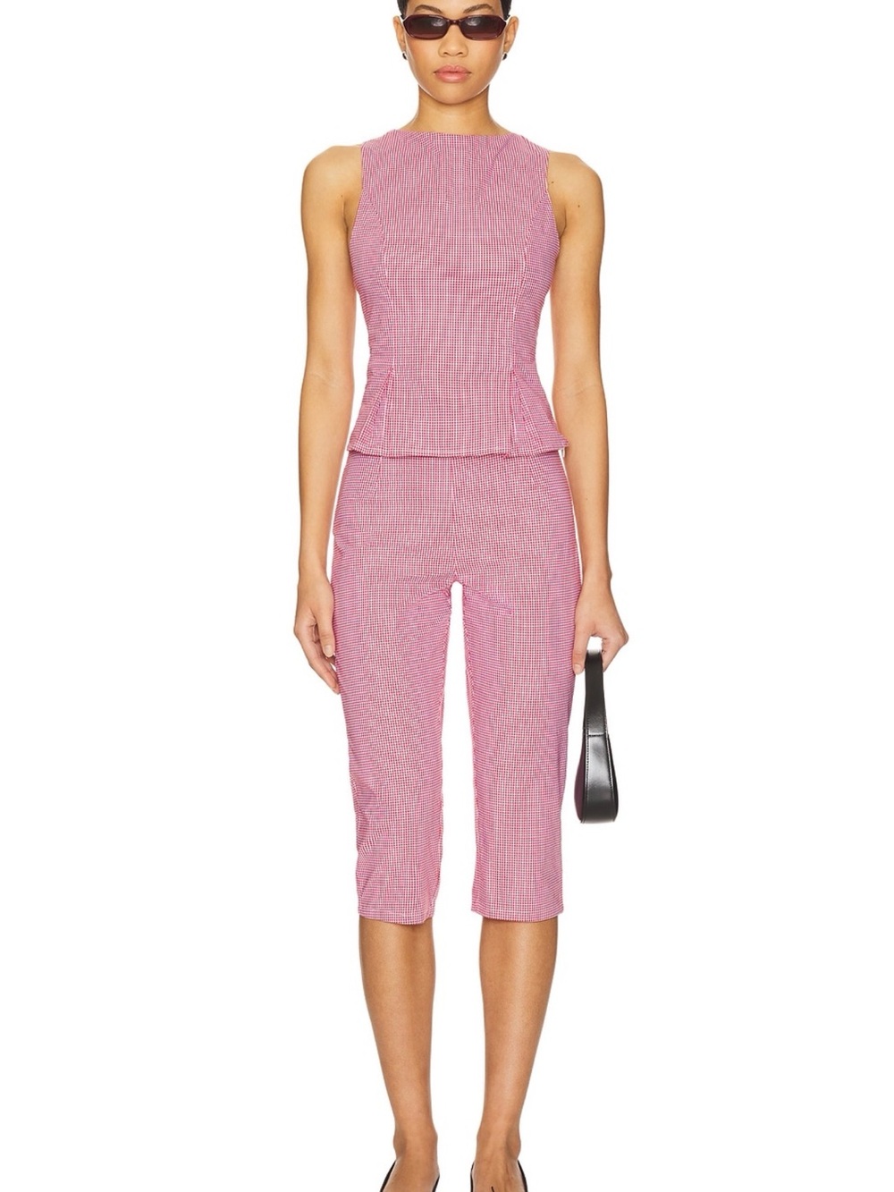 Sleeveless Pink Cropped Capris Set - Women's